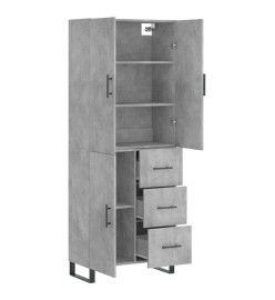 Buffet haut Gris béton 69,5x34x180 cm Bois d'ingénierie