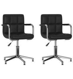 Chaises de salle à manger pivotantes 2 pcs Noir Similicuir