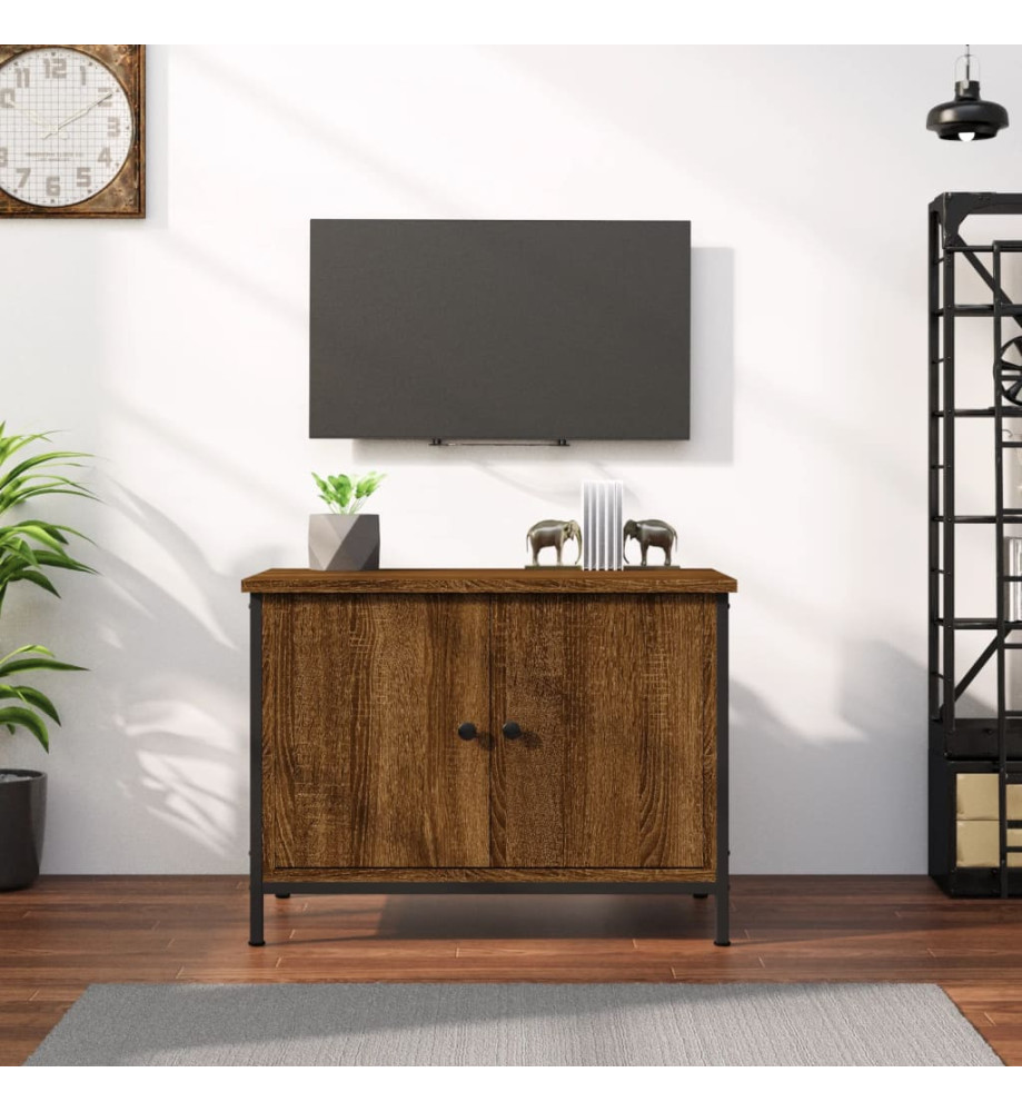 Meuble TV avec portes chêne marron 60x35x45cm bois d'ingénierie