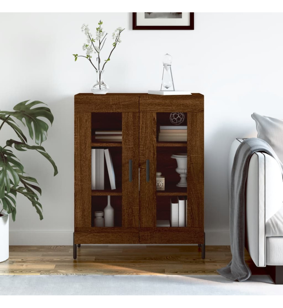 Buffet chêne marron 69,5x34x90 cm bois d'ingénierie Buffet chêne marron 69,5x34x90 cm bois d'ingénierie
