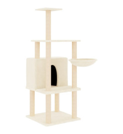 Arbre à chat avec griffoirs en sisal crème 132 cm