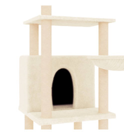 Arbre à chat avec griffoirs en sisal crème 132 cm