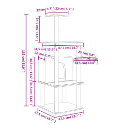 Arbre à chat avec griffoirs en sisal crème 132 cm
