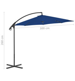 Parasol déporté avec mât en acier 300 cm Bleu azuré