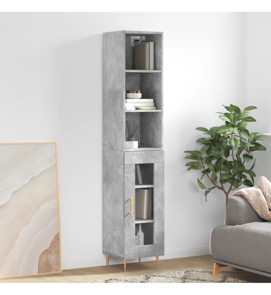 Buffet haut Gris béton 34,5x34x180 cm Bois d'ingénierie Buffet haut Gris béton 34,5x34x180 cm Bois d'ingénierie