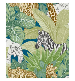 Good Vibes Papier peint Jungle Animals Vert et noir