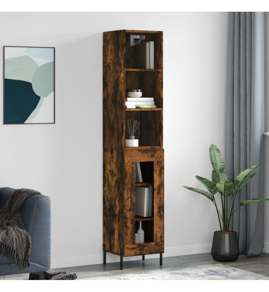 Buffet haut Chêne fumé 34,5x34x180 cm Bois d'ingénierie Buffet haut Chêne fumé 34,5x34x180 cm Bois d'ingénierie