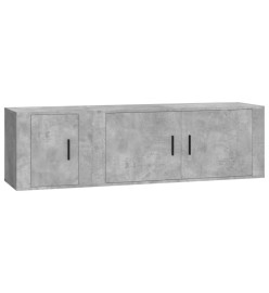 Ensemble de meubles TV 2 pcs gris béton bois d'ingénierie