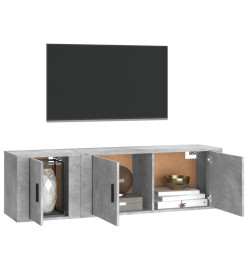 Ensemble de meubles TV 2 pcs gris béton bois d'ingénierie