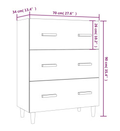 Buffet Chêne fumé 70x34x90 cm Bois d'ingénierie