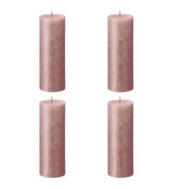 Bolsius Bougies pilier rustiques Shimmer 4 pcs 190x68 mm Rose