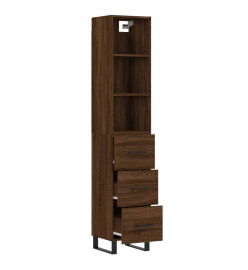 Buffet haut Chêne marron 34,5x34x180 cm Bois d'ingénierie