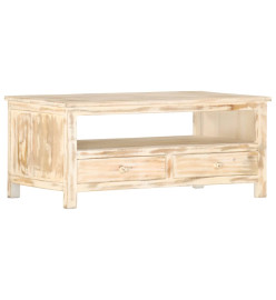 Table basse Blanc 90x50x40 cm Bois de manguier massif