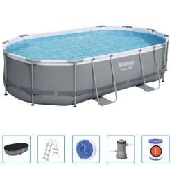 Bestway Ensemble de piscine Power Steel Ovale 488x305x107 cm