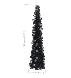 Sapin de Noël artificiel escamotable noir 120 cm PET