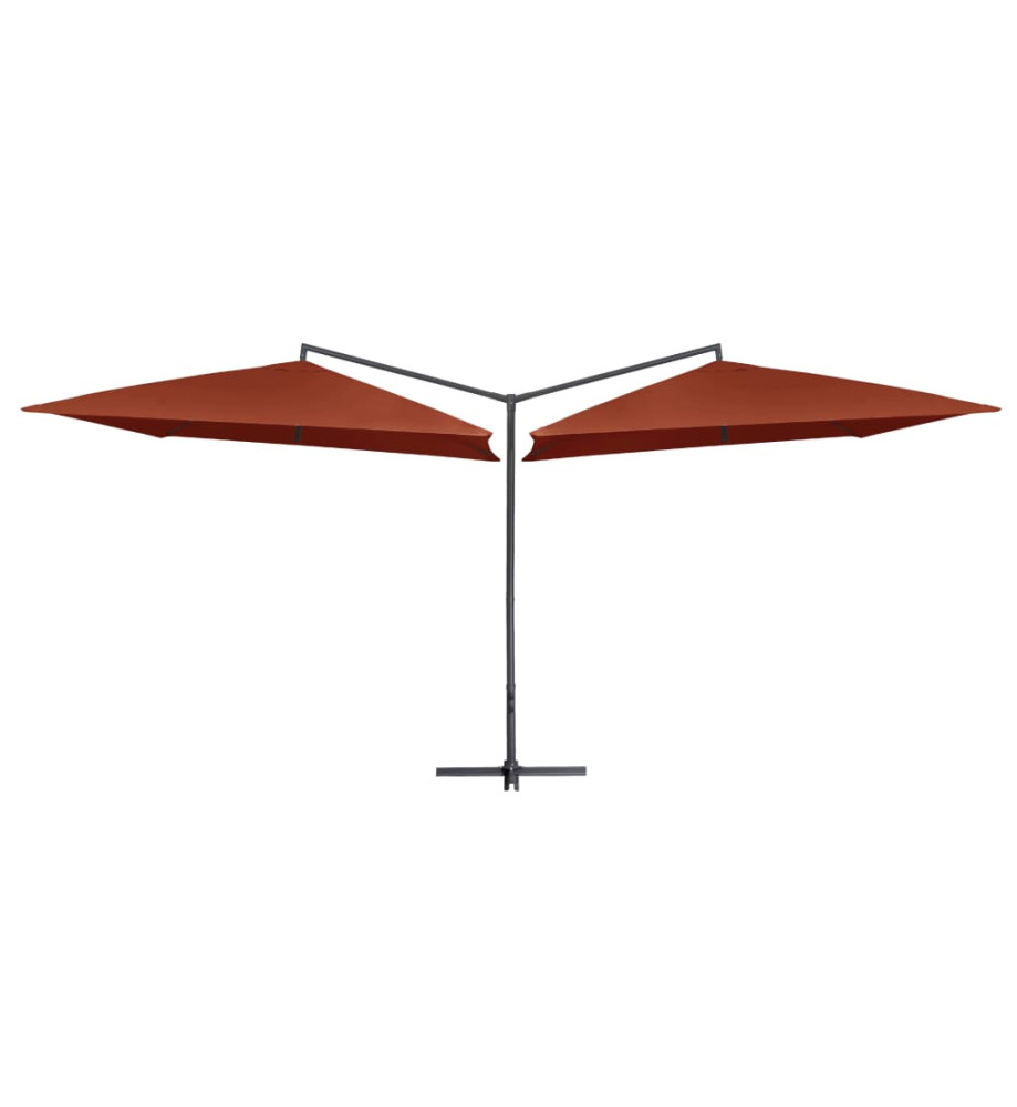 Parasol double avec mât en acier 250 x 250 cm Terre cuite