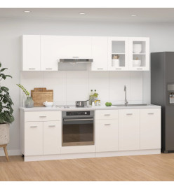 Ensemble de meubles de cuisine 8 pcs Blanc Aggloméré