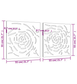 Décorations murales jardin 2 pcs 55x55 cm design de rose