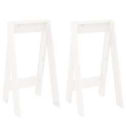 Tabourets lot de 2 blanc 40x40x75 cm bois massif de pin