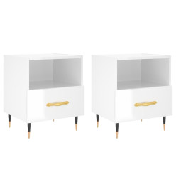 Tables de chevet 2 pcs blanc brillant 40x35x47,5 cm