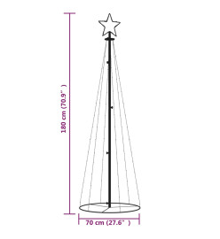 Arbre de Noël cône 108 LED Bleues 70x180 cm