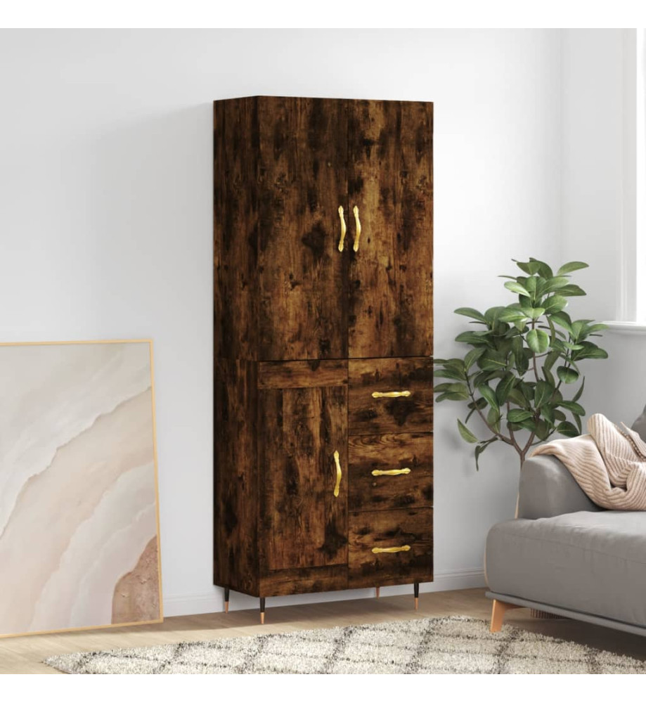 Buffet haut Chêne fumé 69,5x34x180 cm Bois d'ingénierie Buffet haut Chêne fumé 69,5x34x180 cm Bois d'ingénierie