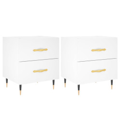 Tables de chevet 2 pcs blanc 40x35x47,5 cm bois d’ingénierie