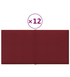 Panneaux muraux 12 pcs Rouge bordeaux 30x15 cm Tissu 0,54 m²