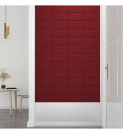 Panneaux muraux 12 pcs Rouge bordeaux 30x15 cm Tissu 0,54 m²