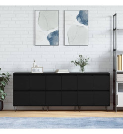 Buffets 3 pcs noir bois d'ingénierie