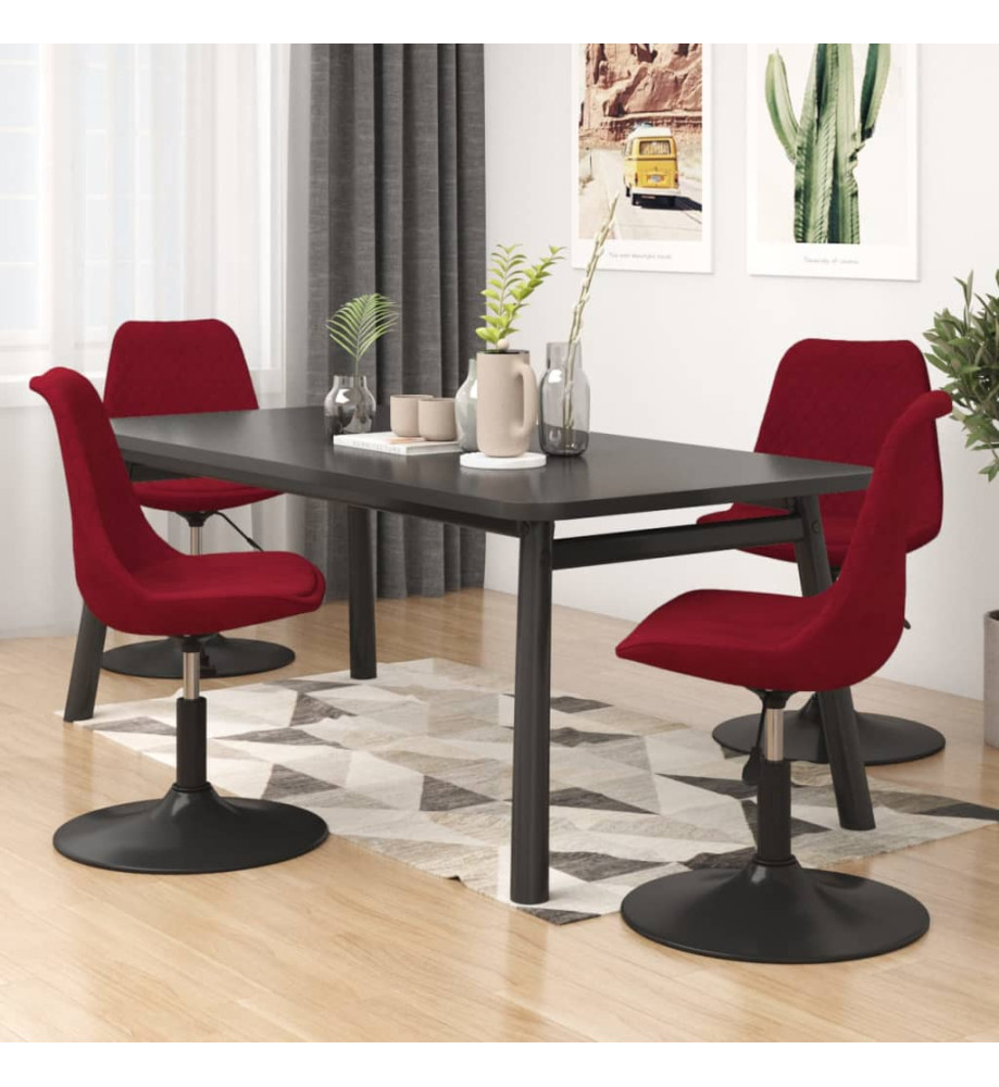 Chaises à dîner pivotantes 4 pcs Rouge bordeaux Velours