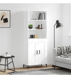Buffet haut Blanc brillant 69,5x34x180 cm Bois d'ingénierie