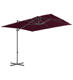 Parasol déporté avec mât en acier Rouge bordeaux 250x250 cm