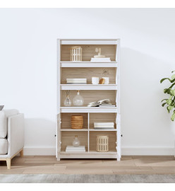 Buffet haut Blanc 80x35x154 cm Bois massif de pin