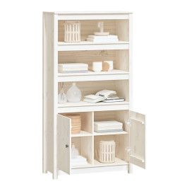 Buffet haut Blanc 80x35x154 cm Bois massif de pin