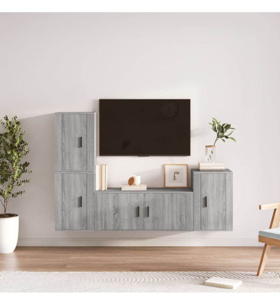 Ensemble de meubles TV 4 pcs Sonoma gris Bois d'ingénierie