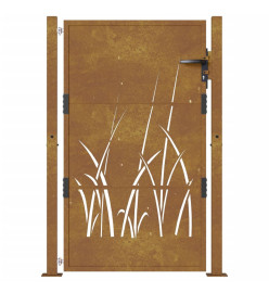 Portail de jardin 105x130 cm acier corten conception d'herbe