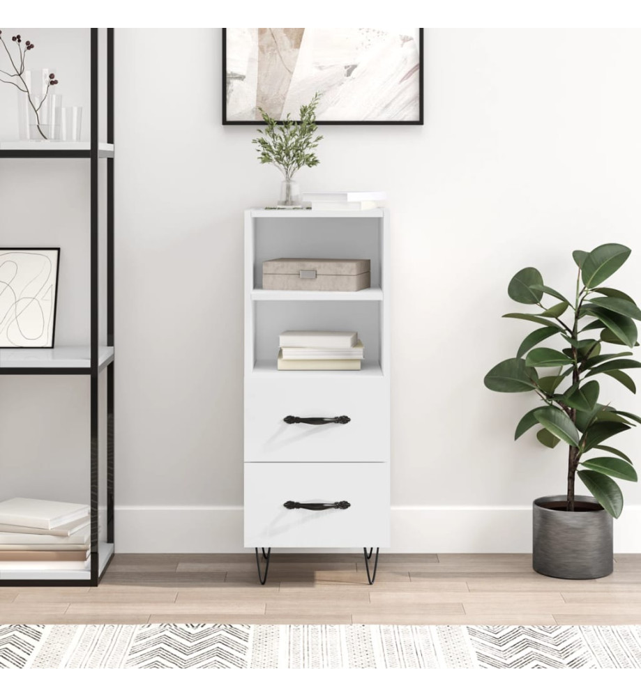 Buffet Blanc brillant 34,5x34x90 cm Bois d'ingénierie Buffet Blanc brillant 34,5x34x90 cm Bois d'ingénierie