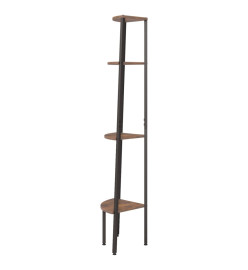 Étagère d'angle 4 niveaux Marron foncé et noir 45,5x31,5x150 cm