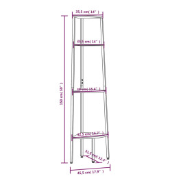 Étagère d'angle 4 niveaux Marron foncé et noir 45,5x31,5x150 cm