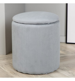 Venture Home Pouf Limpen 32x32x40 cm Velours côtelé Gris