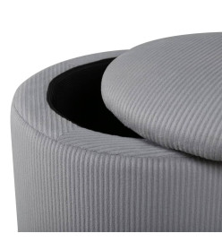 Venture Home Pouf Limpen 32x32x40 cm Velours côtelé Gris