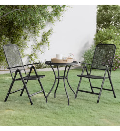 Mobilier à dîner de jardin 3 pcs Maille Métal Anthracite