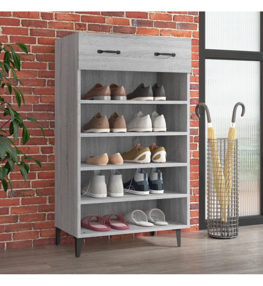 Armoire à chaussures Sonoma gris 60x35x105 cm Bois d'ingénierie