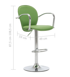 Tabouret de bar avec accoudoir Vert Similicuir