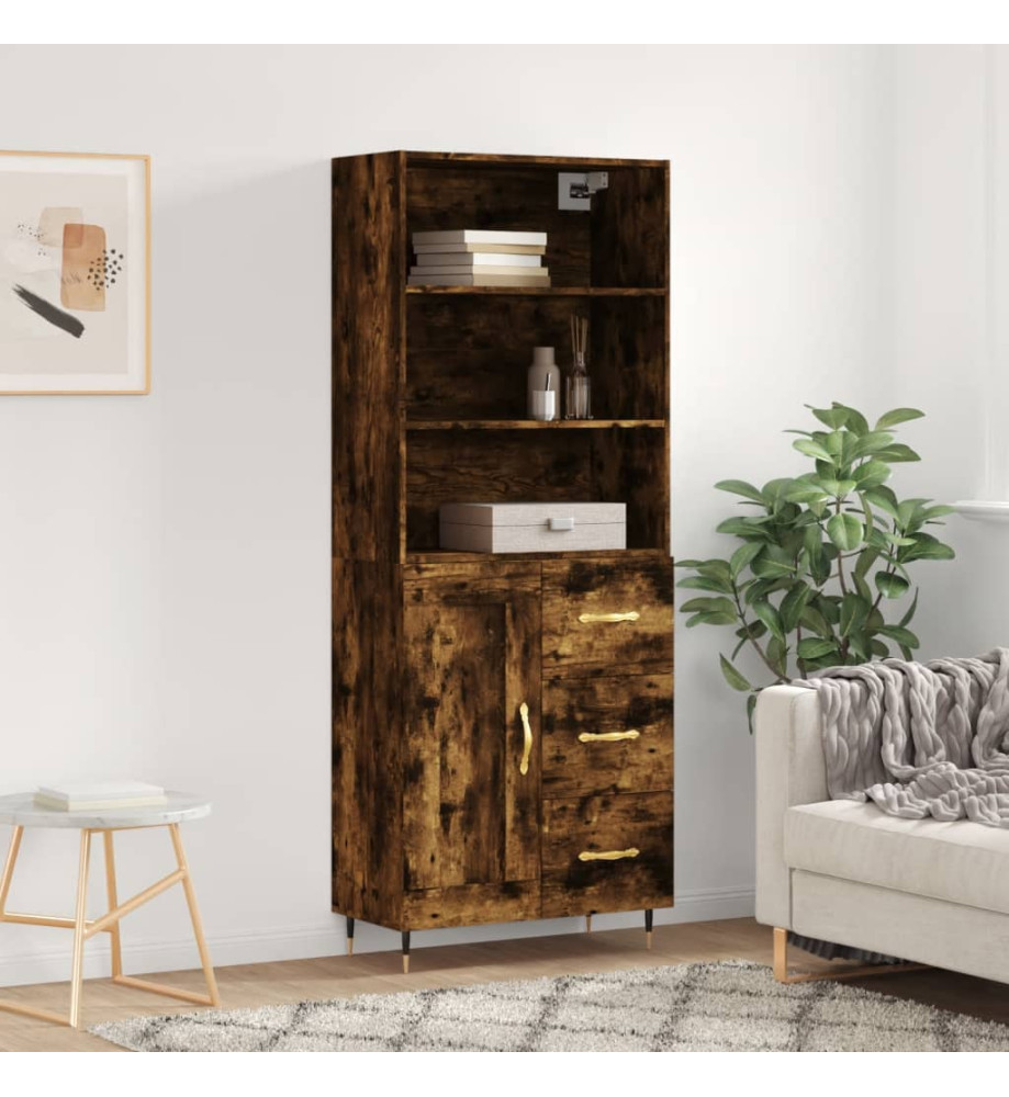 Buffet haut Chêne fumé 69,5x34x180 cm Bois d'ingénierie Buffet haut Chêne fumé 69,5x34x180 cm Bois d'ingénierie