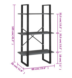 Étagère de rangement Gris 60x30x105 cm Bois de pin massif