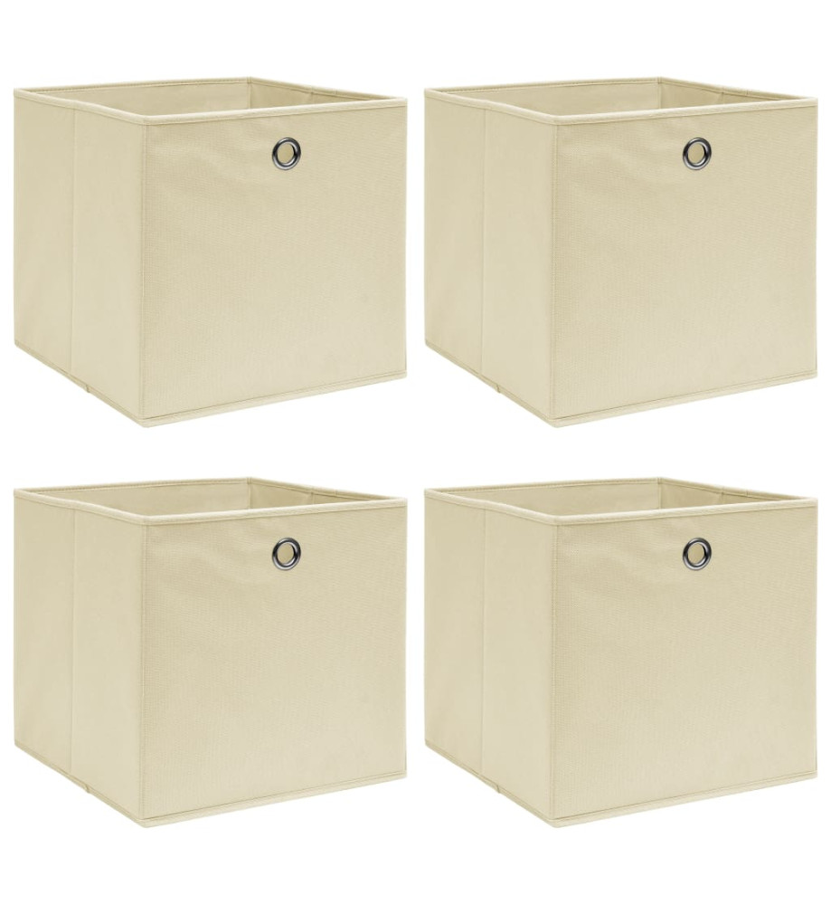 Boîtes de rangement 4 pcs Crème 32x32x32 cm Tissu