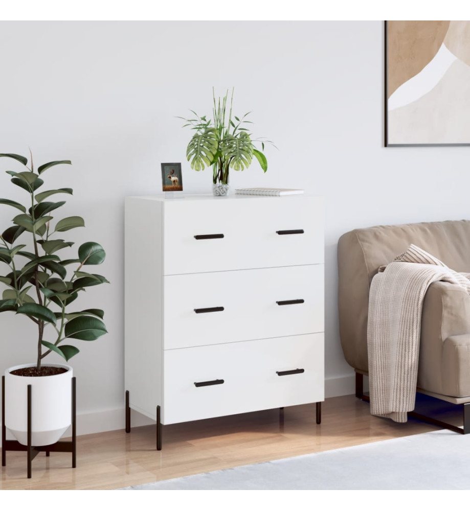 Buffet Blanc brillant 69,5x34x90 cm Bois d'ingénierie Buffet Blanc brillant 69,5x34x90 cm Bois d'ingénierie