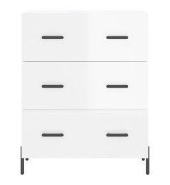 Buffet Blanc brillant 69,5x34x90 cm Bois d'ingénierie
